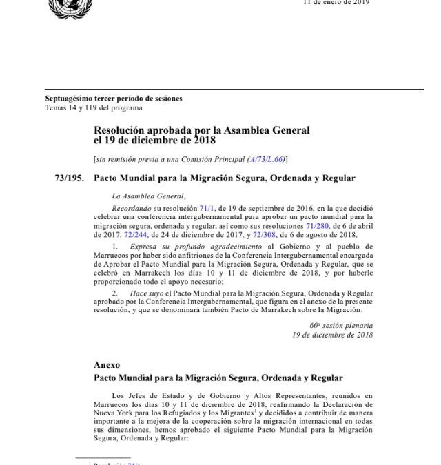 Pacto Mundial para la Migración Segura, Ordenada y Regular