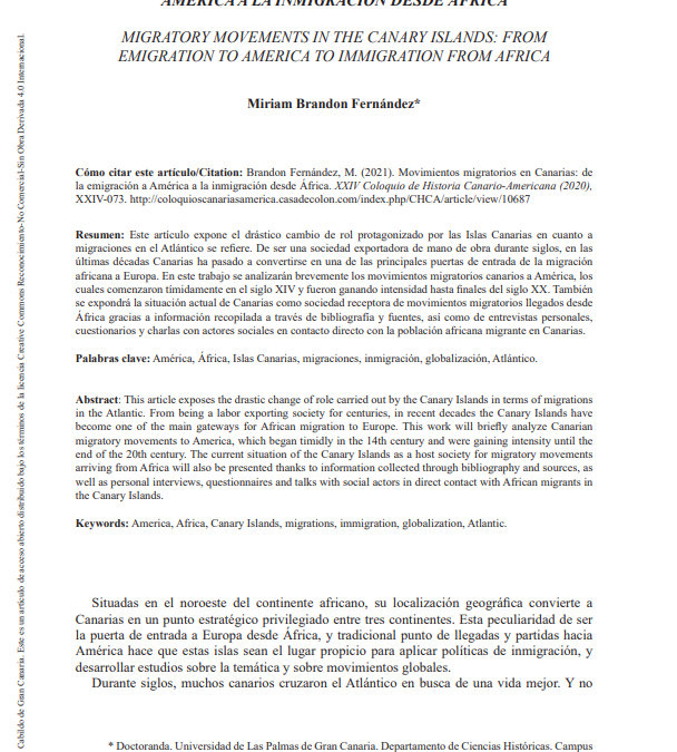 Movimientos migratorios en Canarias: de la emigración a América a la inmigración desde África