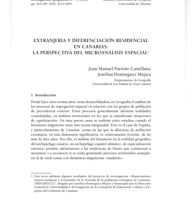 Extranjería y diferenciación residencial en Canarias: la perspectiva del microanálisis espacial