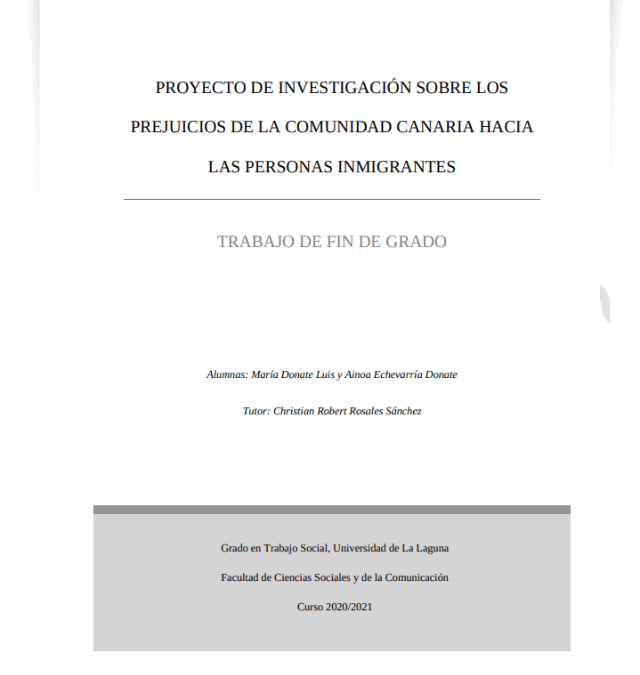 Proyecto de investigación sobre los prejuicios de la comunidad canaria hacia las personas inmigrantes