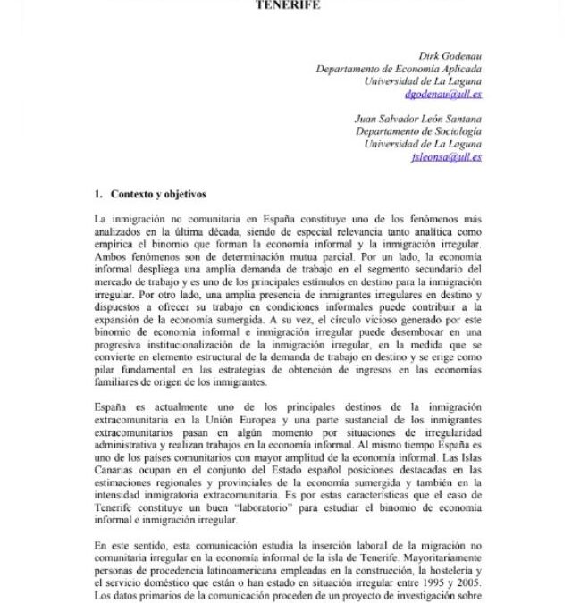 Economía informal e inmigración Irregular en Tenerife