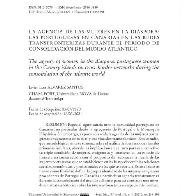 La Agencia de las Mujeres en la Diáspora: las portuguesas en Canarias en las redes transfronterizas durante el periodo de consolidación del mundo atlántico