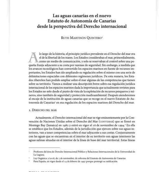 Las aguas canarias en el nuevo Estatuto de Autonomía de Canarias desde la perspectiva de Derecho internacional