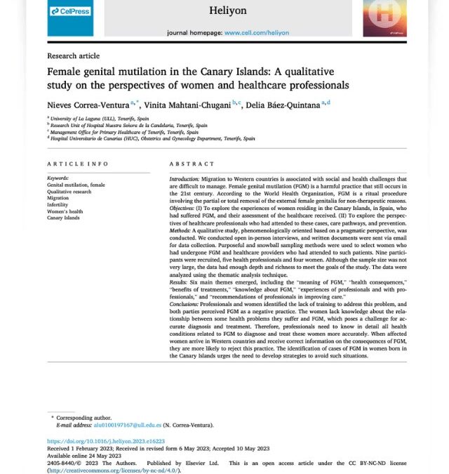 Female genital mutilation in the Canary Islands: A qualitative study on the perspectives of women and healthcare professionals