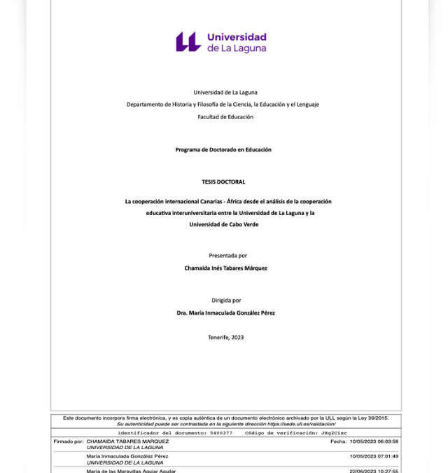 La cooperación internacional Canarias – África desde el análisis de la cooperación educativa interuniversitaria entre la Universidad de La Laguna y la Universidad de Cabo Verde