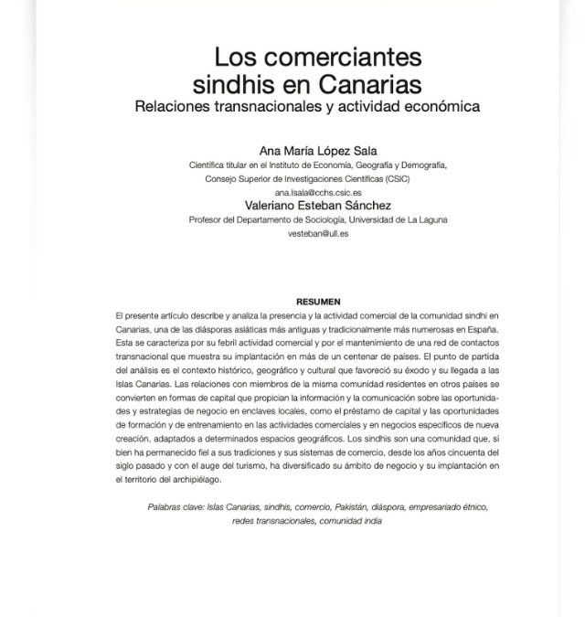 Los comerciantes sindhis en Canarias: Relaciones transnacionales y actividad económica