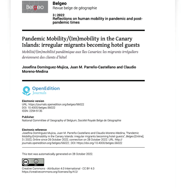 Pandemic Mobility/(Im)mobility in the Canary Islands: irregular migrants becoming hotel guests