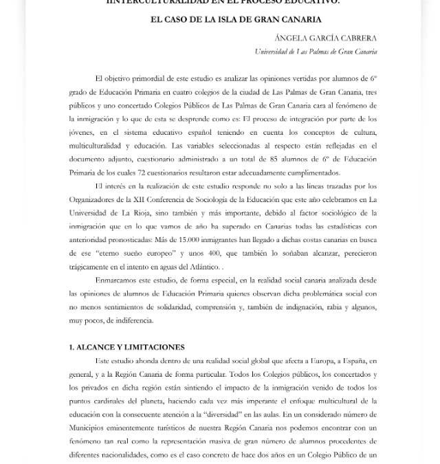 La inmigración que no cesa. Una llamada a la interculturalidad en el proceso educativo: el caso de la isla de Gran Canaria