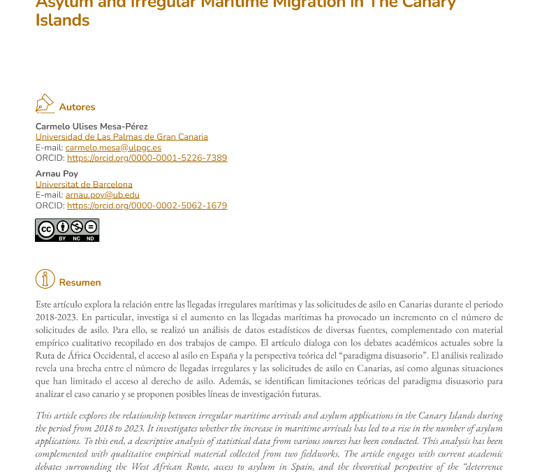 Asilo y migración irregular marítima en las Islas Canarias
