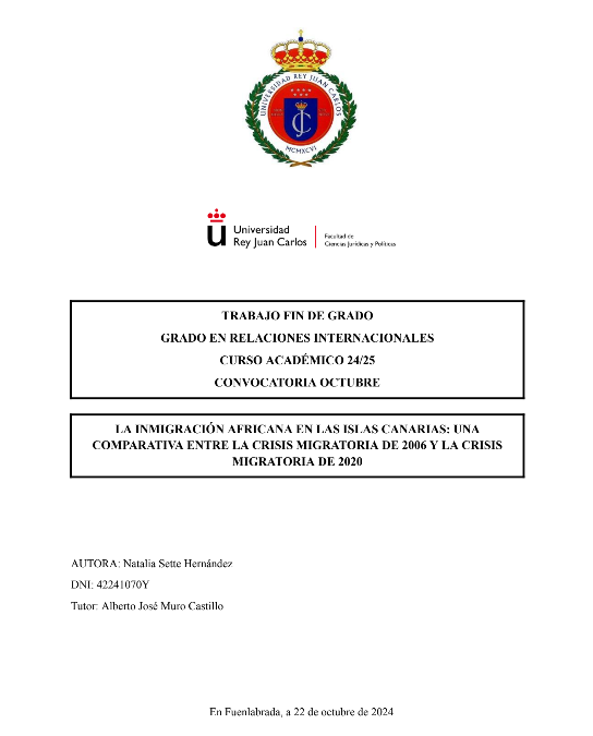 La inmigración africana en las Islas Canarias: una comparativa entre la crisis migratoria de 2006 y la crisis migratoria de 2020