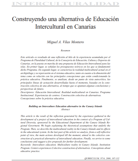 Construyento una alternativa de educación intercultural en Canarias