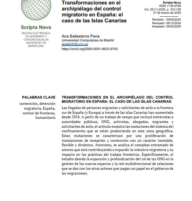 Transformaciones en el archipiélago del control migratorio en España: el caso de las Islas Canarias