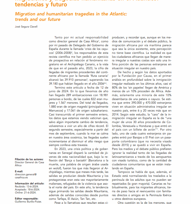 Migraciones y tragedias humanitarias en el Atlántico: tendencias y futuro